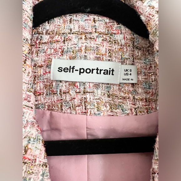 Self-Portrait Double Breasted Bouclé Knit Mini Dress US 4 / UK 8 - Picture 4 of 9